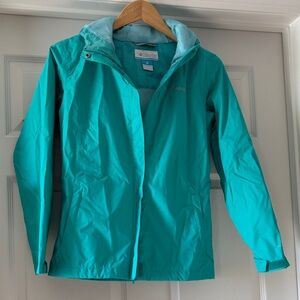 Columbia Girls Aqua Teal Rain Jacket